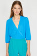 Women Blue V Collar Blouse