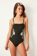 Black Embroidered Swimsuit