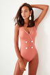 Cinnamon Button Accessorized Swimwear
