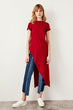 Burgundy Asymmetrical Knitted Long Blouse