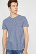 Male Navy Blue Short Sleeve Cycling Collar Pocket Detail T-Shirt