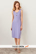 Lilac Button Detail Ribbed Knit Dress