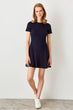 Navy Blue Flounces Knit Dress