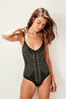 Black Silver Stone Detail Swimsuit