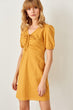 Mustard Shirred Dress