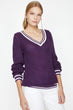 Women Purple V-Neck Sweater