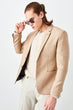 Beige Male Blazer With Pockets