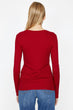 Women Burgundy V Neck T Shirt