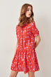 Coral Ruffle Dress Detailed