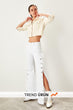 Trendyol White Studs Detailed High Waist Flare Jeans TWOSS19LR0250