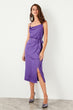 Purple Suspenders Belt Detail Dress