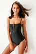 Black Zip Detail Swimsuit