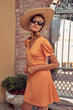 Orange V Neck Knit Dress