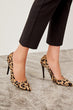 Brown Colt Feather Leopard Print Heels Shoes