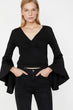 Women Black Flywheel Blouse