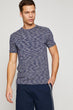 Male Navy Blue Short Sleeve Cycling Neck T Shirt