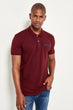 Burgundy Men 'S Cotton T-Shirt-Polo Collar Fileto Pocket Polo Collar T-Shirt