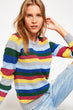 Women Blue Striped Sweater