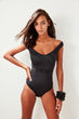 Black Carmen Neck Swimwear