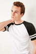 MAN Black Male Handle Stripe Cycling Neck T Shirt