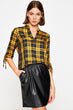 Women Yellow Plaid Bluz