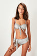 Gray Lacing  Polka Dot Bikini Six