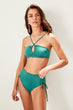 Emerald green High Waist Sides Shirred Bikini Six TBESS19XH0021