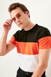 Orange Men Panelled Bicycle Neck T Shirt