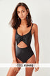 Black Textured Gusset Swimwear