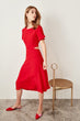 Red leather Waist Dresses Decolletage