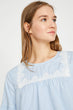 Women Blue Bike Collar Blouse