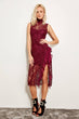 Detailed Plum Ruffle Lace Dress