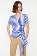 Women Blue Striped Blouse