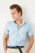 Blue Men 'S Handle Short Sleeve Slim Fit Shirt