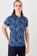 New Navy Blue Mens Printed Polo Collar T-Shirt
