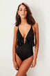 Black Tape and Ruffle Detail Swimsuit