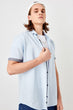 New Blue Men 'S Button Collar Short Sleeve Slim Fit Basic Shirt