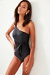 Black One Shoulder Swimwear
