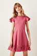 Color Rose Ruffle Detail Dress