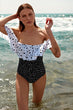 Polka Dot Carmen Neck Swimwear