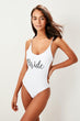White Writing Detailed Swimsuit Swimwear