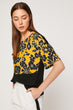 Women Yellow Cycling Neck Floral Bluz