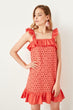 Coral Embroidered Dress