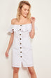 White Button Detail Dress Poplin