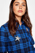 Women Blue Plaid Shirt