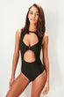 Black Buckle Detail Swimsuit