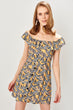 Yellow Carmen Collar Pattern Knitted Dress