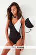 Black White With Color Block Textured