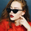 Fashion Black White Small Sunglasses Cateye Triangle Sunglasses Sexy Women Street Vintage Cat Eye Sun Glasses