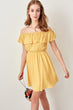 Yellow Pomegranate Flower Navy Blue Collar Dress Carmen